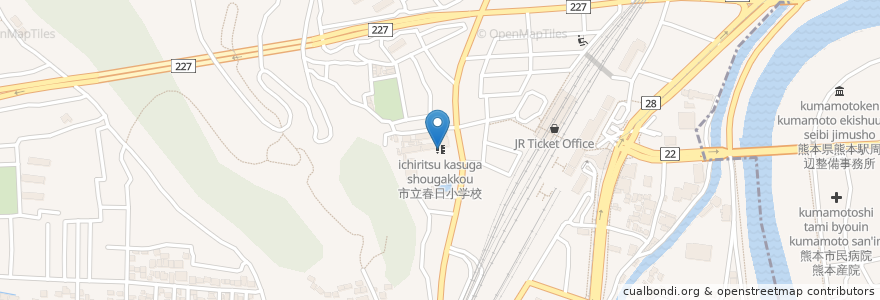 Mapa de ubicacion de 市立春日小学校 en Jepun, 熊本県, 熊本市, 西区.