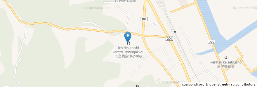 Mapa de ubicacion de 市立西唐津小学校 en Japon, Préfecture De Saga, 唐津市.