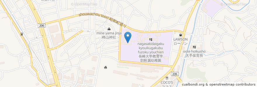 Mapa de ubicacion de 市立西浦上中学校 en Japan, Präfektur Nagasaki, 長崎市.