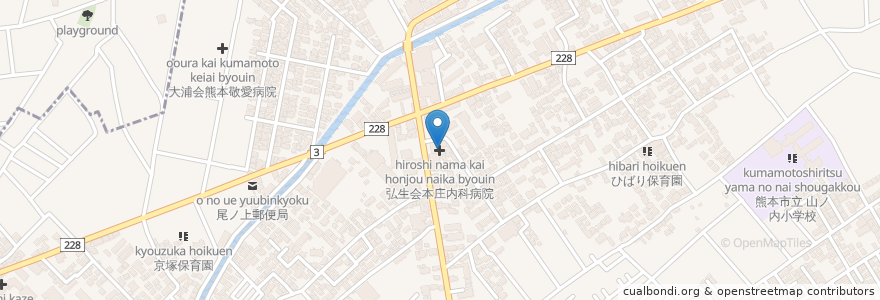Mapa de ubicacion de 弘生会本庄内科病院 en Japan, 熊本県, 熊本市, 東区.