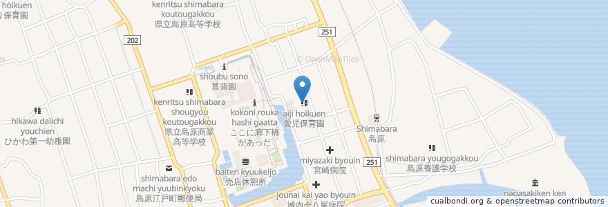 Mapa de ubicacion de 愛児保育園 en 日本, 长崎县, 岛原市.