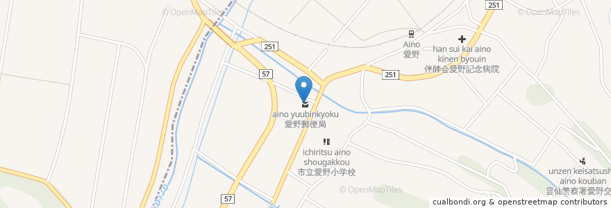 Mapa de ubicacion de 愛野郵便局 en Japón, Prefectura De Nagasaki, 雲仙市.