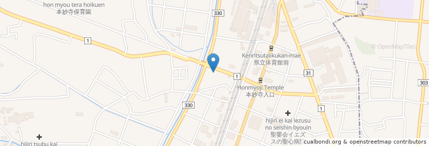 Mapa de ubicacion de 本妙寺郵便局 en Japan, Präfektur Kumamoto, 熊本市, 西区.