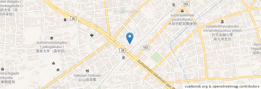Mapa de ubicacion de 杏風会川野病院 en Japão, 熊本県, 熊本市, 中央区.