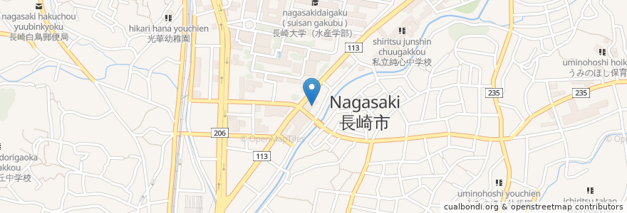 Mapa de ubicacion de 浦上警察署 en Japan, 長崎県, Nagasaki.