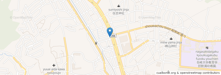 Mapa de ubicacion de 浦上警察署若葉町交番 en 日本, 長崎県, 長崎市.