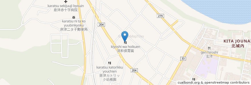 Mapa de ubicacion de 清和保育園 en Japonya, 佐賀県, 唐津市.