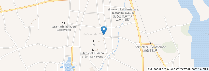 Mapa de ubicacion de 済家会柴田長庚堂病院 en 日本, 長崎県, 島原市.