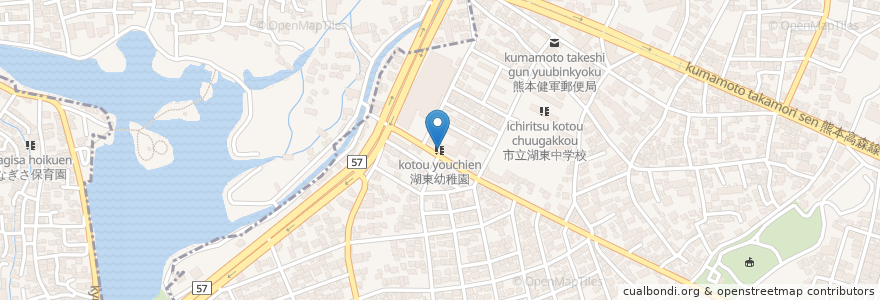 Mapa de ubicacion de 湖東幼稚園 en Япония, Кумамото, Кумамото, Хигаси.