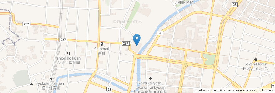 Mapa de ubicacion de 熊本中央郵便局 en Japonya, 熊本県, 熊本市, 中央区.