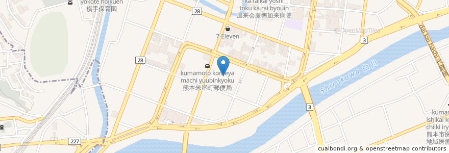 Mapa de ubicacion de 熊本五福幼稚園 en Japan, Präfektur Kumamoto, 熊本市, 中央区.