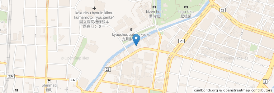 Mapa de ubicacion de 熊本労働局(桜町庁舎) en Japão, 熊本県, 熊本市, 中央区.