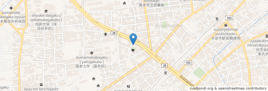 Mapa de ubicacion de 熊本北警察署味噌天神交番 en Japón, Prefectura De Kumamoto, 熊本市, 中央区.