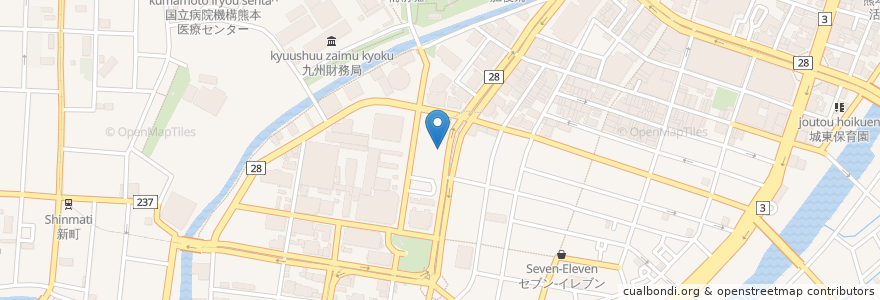 Mapa de ubicacion de 熊本北警察署花畑交番 en Japón, Prefectura De Kumamoto, 熊本市, 中央区.