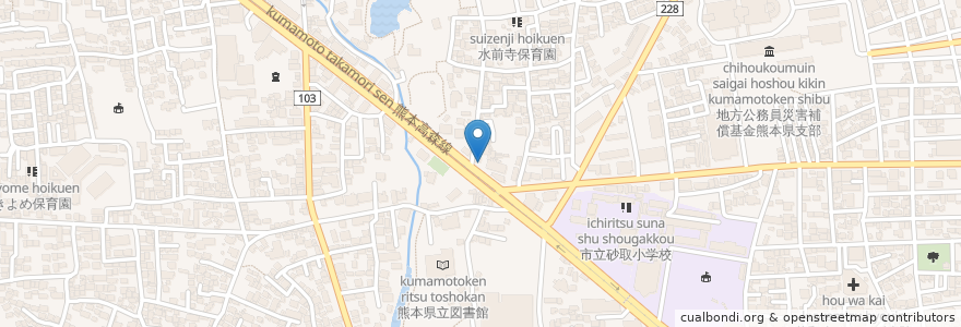 Mapa de ubicacion de 熊本市消防局健軍消防署出水出張所 en Japan, Kumamoto Prefecture, Kumamoto, Chuo Ward.