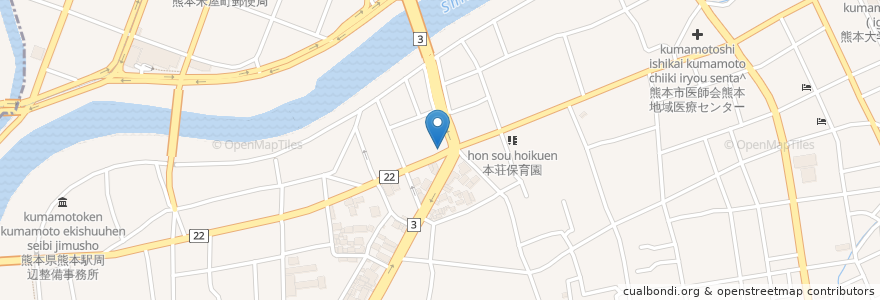Mapa de ubicacion de 熊本迎町郵便局 en Япония, Кумамото, Кумамото, Тюо.