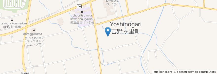 Mapa de ubicacion de 町立三田川中学校 en 日本, 佐賀県, 神埼郡, 吉野ヶ里町.