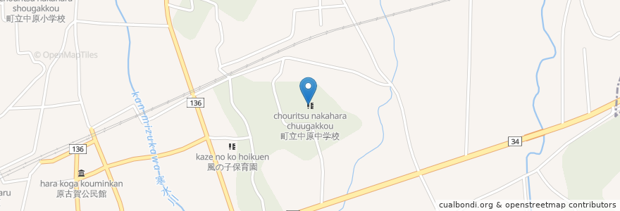 Mapa de ubicacion de 町立中原中学校 en اليابان, 佐賀県, 三養基郡, みやき町.