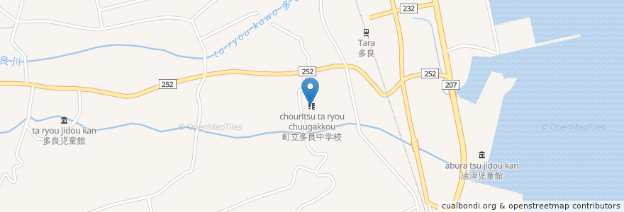 Mapa de ubicacion de 町立多良中学校 en 日本, 佐賀県, 藤津郡, 太良町.