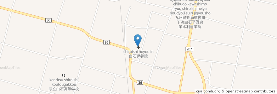 Mapa de ubicacion de 白石保養院 en Jepun, 佐賀県, 杵島郡, 白石町.