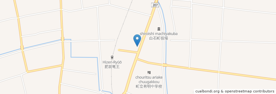 Mapa de ubicacion de 白石警察署有明駐在所 en Japón, Prefectura De Saga, 杵島郡, 白石町.