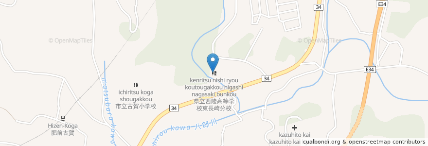 Mapa de ubicacion de 長崎県立西陵高等学校東長崎分校 en 日本, 長崎県, 長崎市.