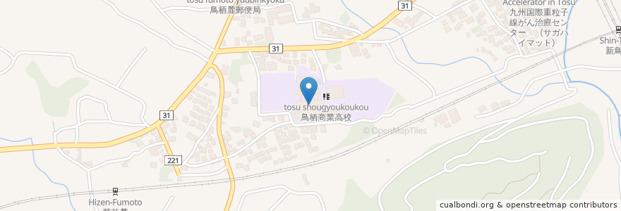 Mapa de ubicacion de 県立鳥栖商業高等学校 en Japonya, 佐賀県, 鳥栖市.