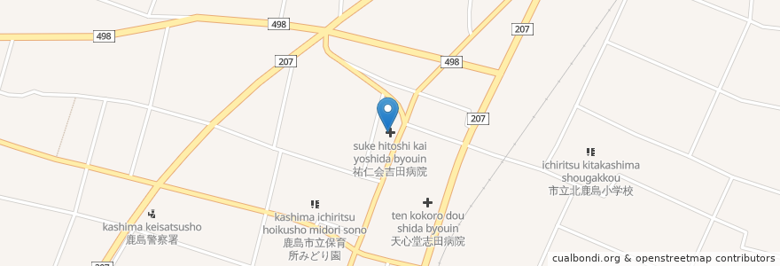 Mapa de ubicacion de 祐仁会吉田病院 en Japón, Prefectura De Saga, 鹿島市.