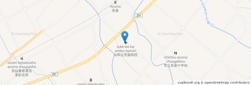 Mapa de ubicacion de 祐和会安藤病院 en 日本, 长崎县, 云仙市.
