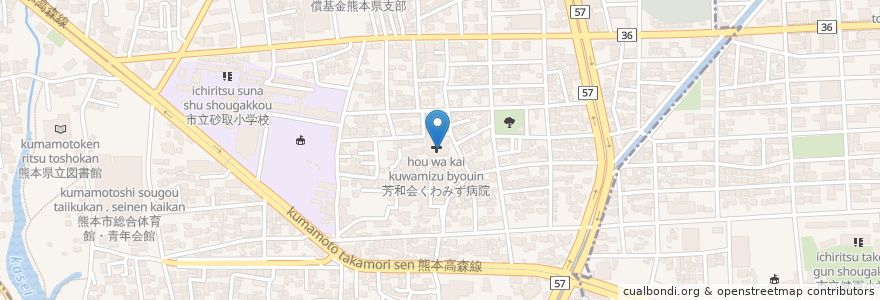 Mapa de ubicacion de 神水幼稚園 en Japon, Préfecture De Kumamoto, 熊本市, 東区.