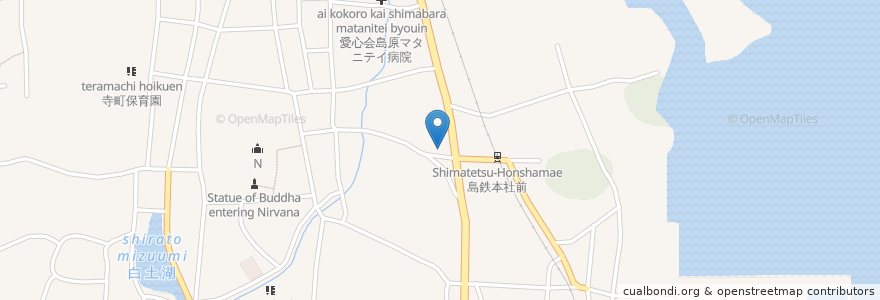 Mapa de ubicacion de 福岡国税局島原税務署 en Япония, Нагасаки, 島原市.