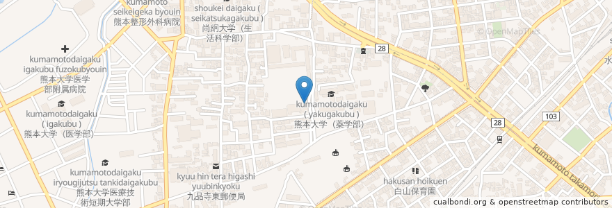 Mapa de ubicacion de 私立真和中学校 en Japão, 熊本県, 熊本市, 中央区.