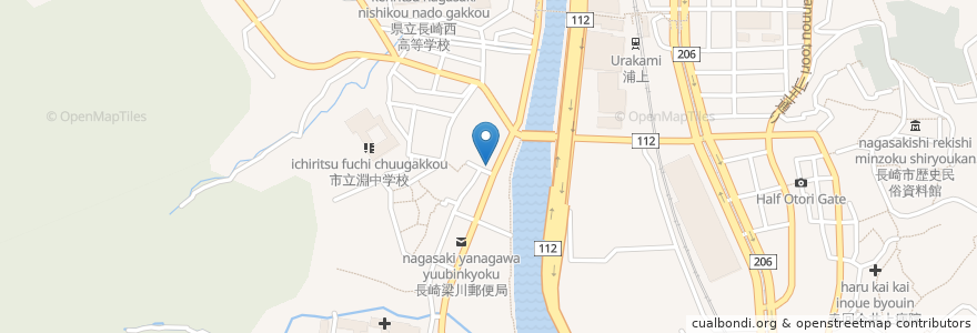Mapa de ubicacion de 稲佐警察署梁川公園交番 en 日本, 長崎県, 長崎市.