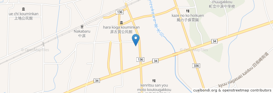 Mapa de ubicacion de 肥前中原郵便局 en Japão, 佐賀県, 三養基郡, みやき町.