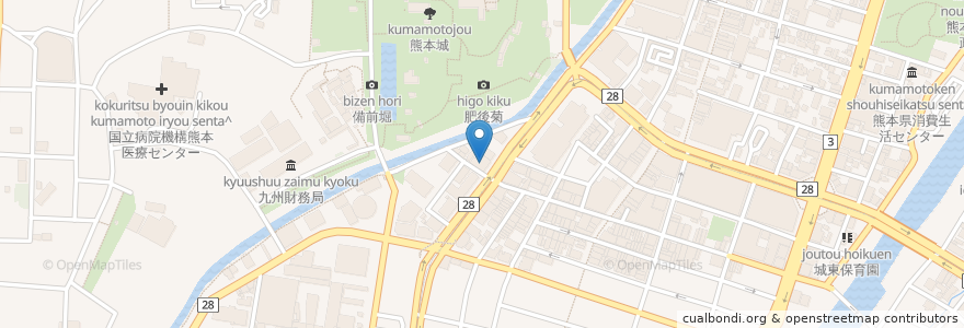 Mapa de ubicacion de 自動車事故対策機構福岡主管支所熊本支所;労働者健康福祉機構熊本産業保健推進センター en Japan, Kumamoto Prefecture, Kumamoto, Chuo Ward.