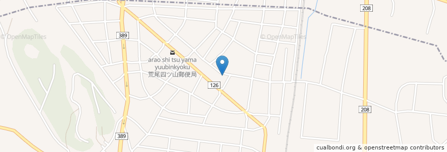 Mapa de ubicacion de 荒尾四ツ山幼稚園 en Japan, Kumamoto Prefecture, Fukuoka Prefecture, Arao, Omuta.