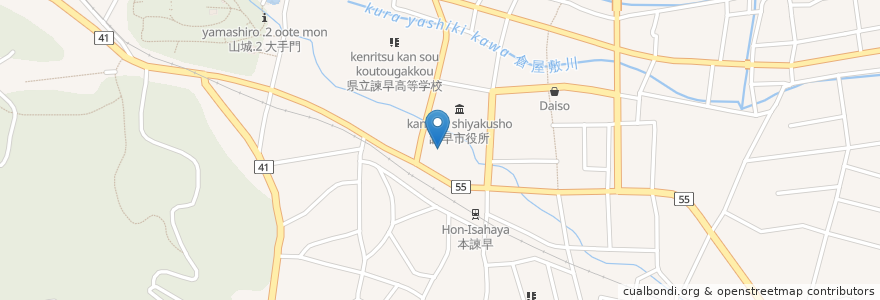 Mapa de ubicacion de 諫早市立諫早図書館 en Japão, 長崎県, 諫早市.