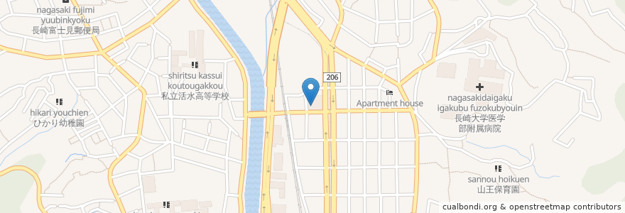 Mapa de ubicacion de 長崎北郵便局 en 日本, 長崎県, 長崎市.