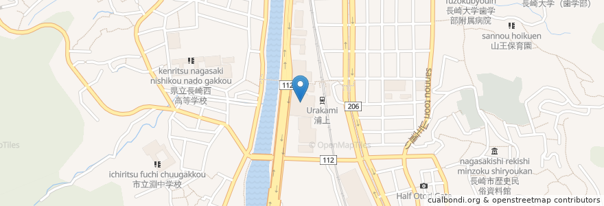 Mapa de ubicacion de 長崎原爆病院 en 日本, 長崎県, 長崎市.