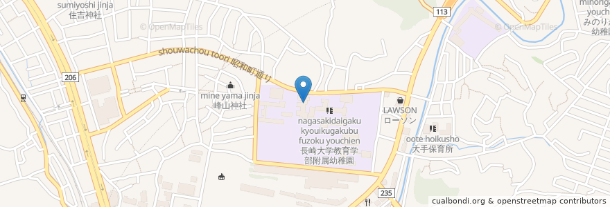 Mapa de ubicacion de 長崎大学教育学部附属幼稚園 en 일본, 나가사키현, 나가사키.