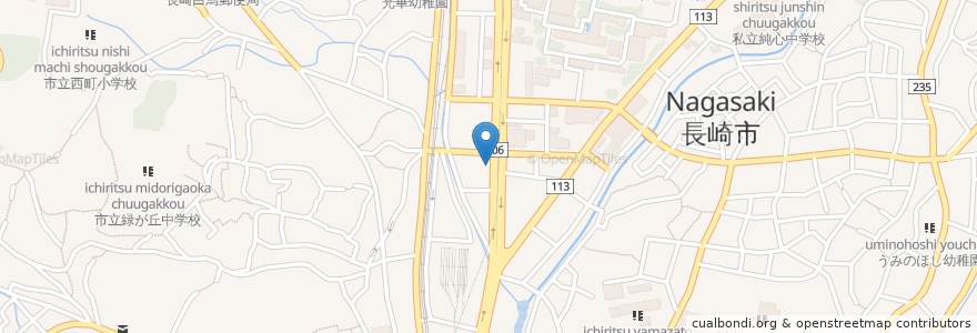 Mapa de ubicacion de 長崎大橋郵便局 en 日本, 長崎県, 長崎市.