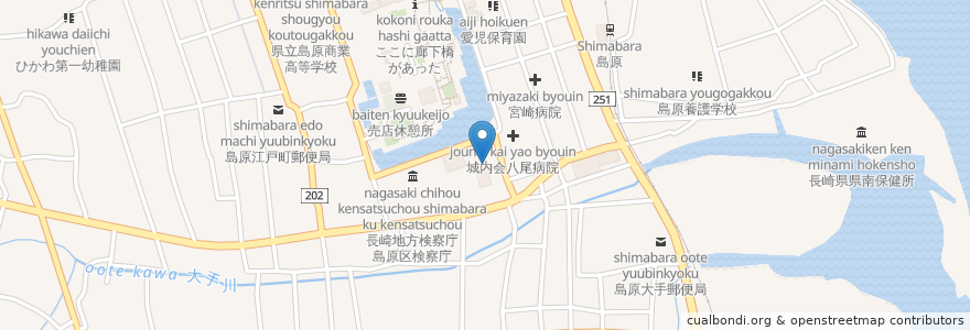 Mapa de ubicacion de 長崎家庭裁判所島原支部 en Japão, 長崎県, 島原市.