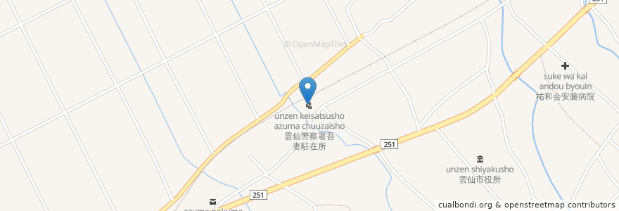 Mapa de ubicacion de 雲仙警察署吾妻駐在所 en 日本, 長崎県, 雲仙市.