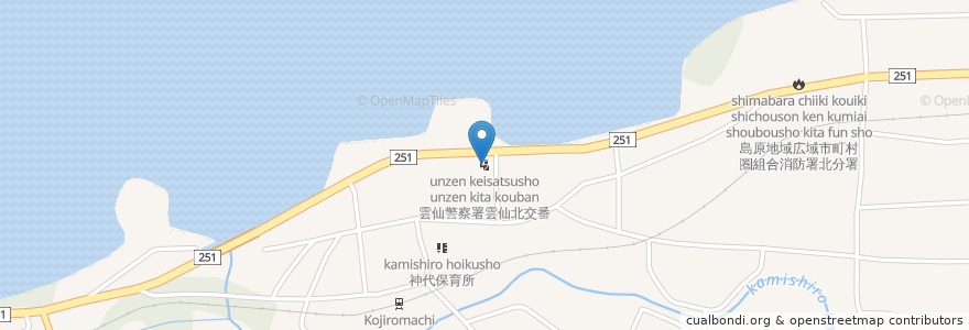 Mapa de ubicacion de 雲仙警察署雲仙北交番 en 日本, 長崎県, 雲仙市.