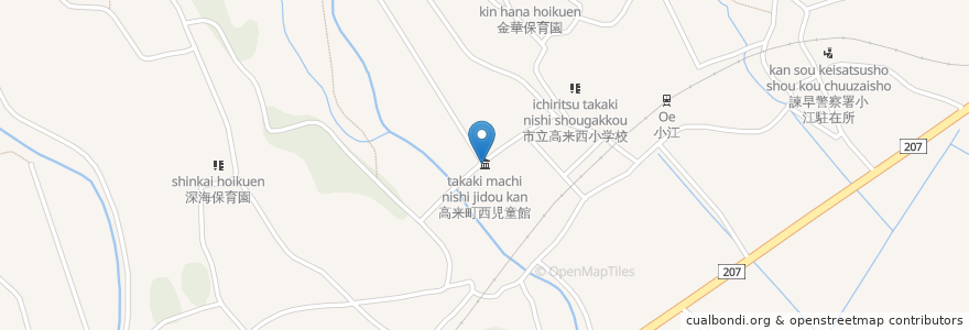 Mapa de ubicacion de 高来町西児童館 en Japon, Préfecture De Nagasaki, 諫早市.