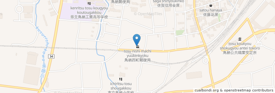Mapa de ubicacion de 鳥栖西町郵便局 en 日本, 佐賀県, 鳥栖市.