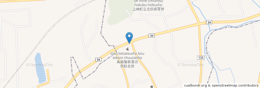 Mapa de ubicacion de 鳥栖警察署坊所駐在所 en Japão, 佐賀県, 三養基郡, 上峰町.