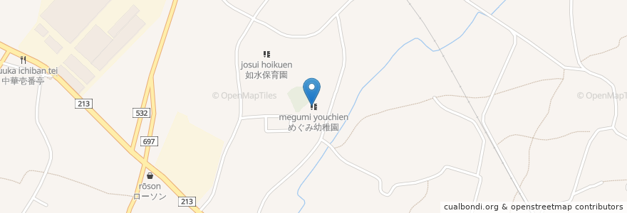 Mapa de ubicacion de めぐみ幼稚園 en Japón, Prefectura De Ōita, 中津市.