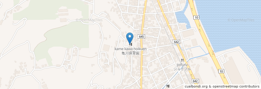 Mapa de ubicacion de 亀川保育園 en 日本, 大分県, 別府市.