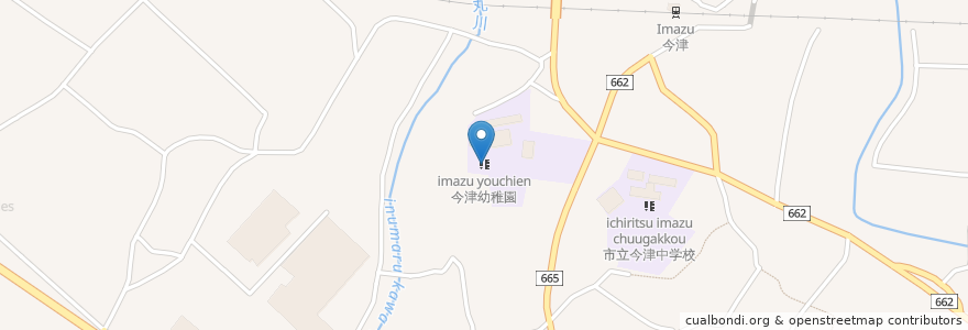 Mapa de ubicacion de 今津幼稚園 en Japonya, 大分県, 中津市.